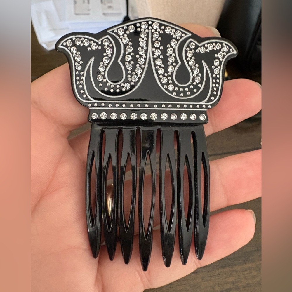 MIMCO Black Decorative Hair Comb with Rhinestones